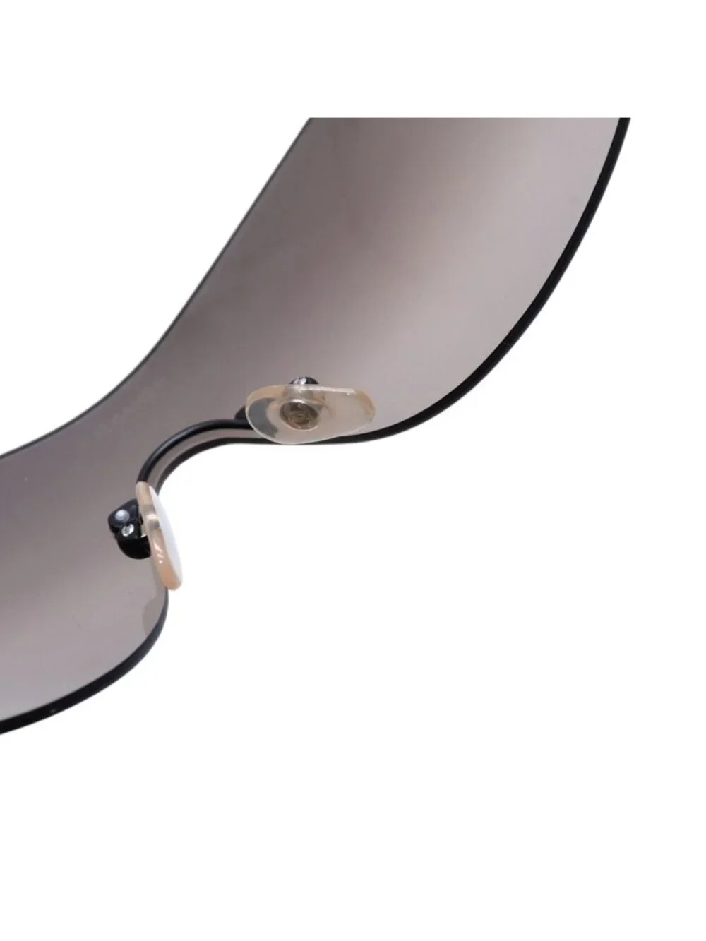 Chanel Rimless Shield Sunglasses Eyewear 120 CC Logo Black Brown